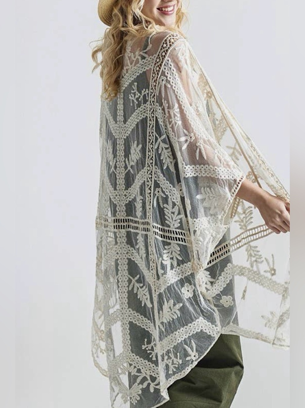 Elegant Embroidered Lace Kimono | SM131